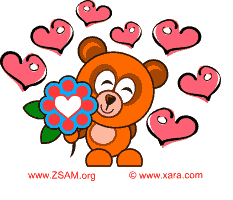 love bear cute drawn bear with a heart flower in its hand and a lot of hearts surrounded